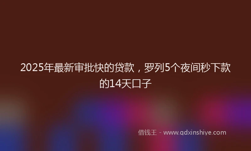 2025年最新审批快的贷款，罗列5个夜间秒下款的14天口子