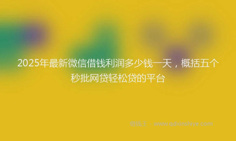 2025年最新微信借钱利润多少钱一天，概括五个秒批网贷轻松贷的平台