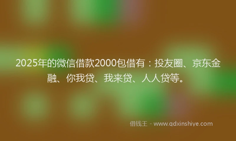 2025年的微信借款2000包借有：投友圈、京东金融、你我贷、我来贷、人人贷等。