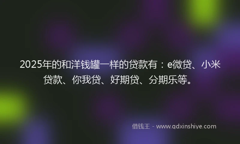 2025年的和洋钱罐一样的贷款有：e微贷、小米贷款、你我贷、好期贷、分期乐等。