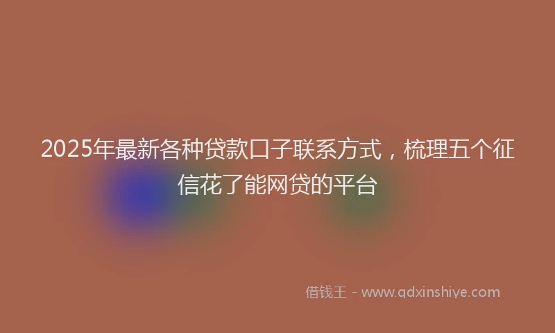 2025年最新各种贷款口子联系方式，梳理五个征信花了能网贷的平台