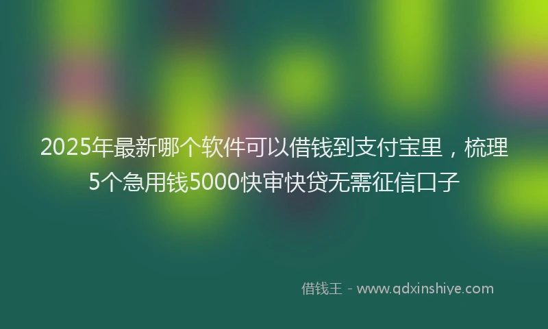 2025年最新哪个软件可以借钱到支付宝里，梳理5个急用钱5000快审快贷无需征信口子