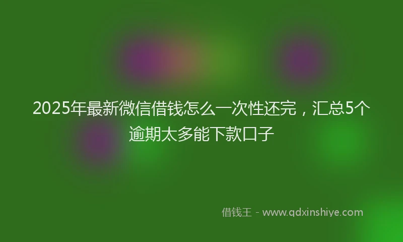 2025年最新微信借钱怎么一次性还完，汇总5个逾期太多能下款口子