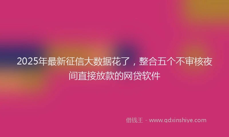 2025年最新征信大数据花了，整合五个不审核夜间直接放款的网贷软件