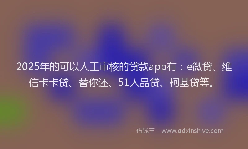 2025年的可以人工审核的贷款app有：e微贷、维信卡卡贷、替你还、51人品贷、柯基贷等。