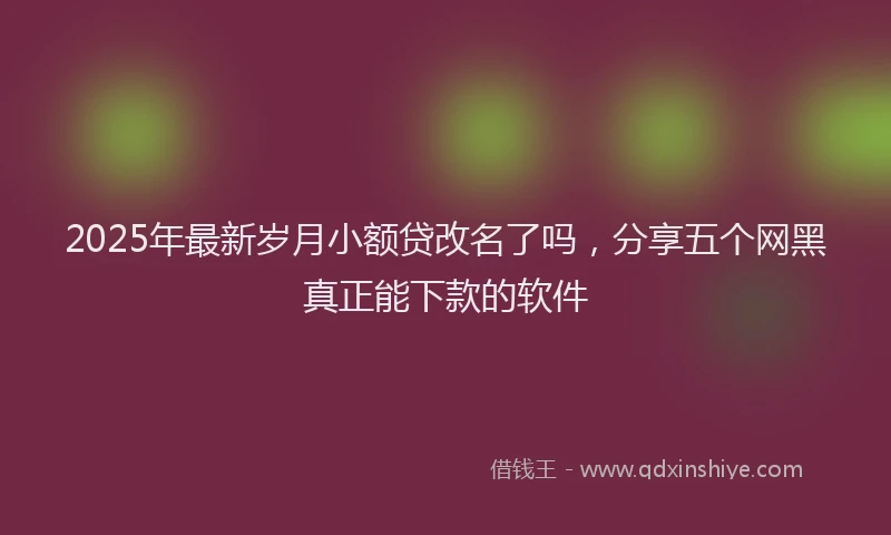 2025年最新岁月小额贷改名了吗，分享五个网黑真正能下款的软件
