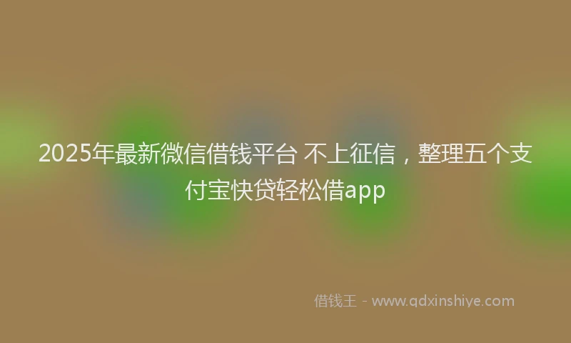 2025年最新微信借钱平台 不上征信，整理五个支付宝快贷轻松借app