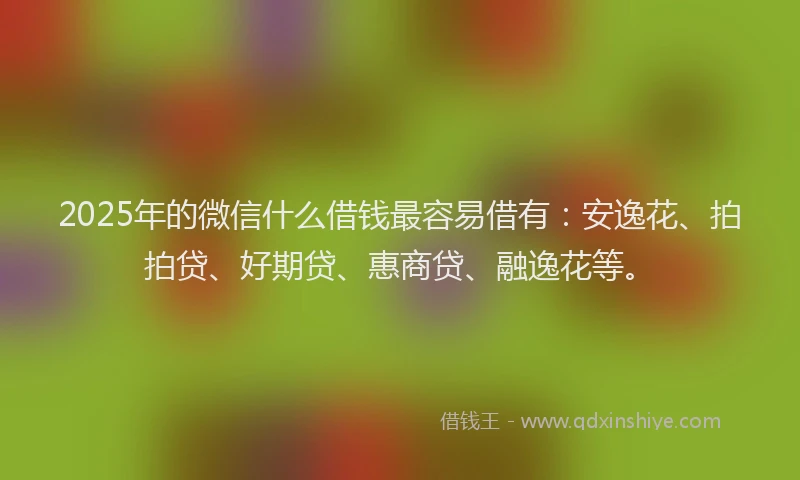 2025年的微信什么借钱最容易借有：安逸花、拍拍贷、好期贷、惠商贷、融逸花等。