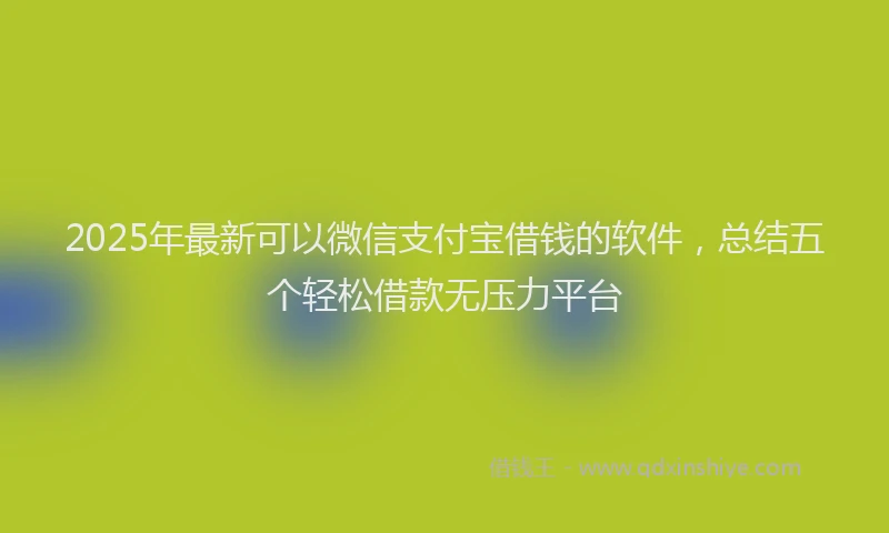2025年最新可以微信支付宝借钱的软件，总结五个轻松借款无压力平台