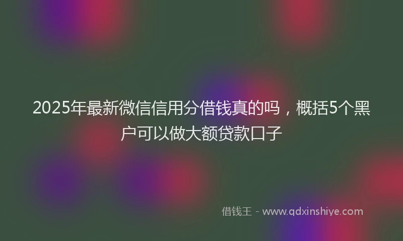 2025年最新微信信用分借钱真的吗，概括5个黑户可以做大额贷款口子