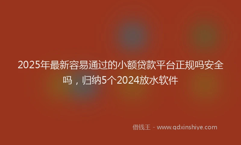 2025年最新容易通过的小额贷款平台正规吗安全吗，归纳5个2024放水软件