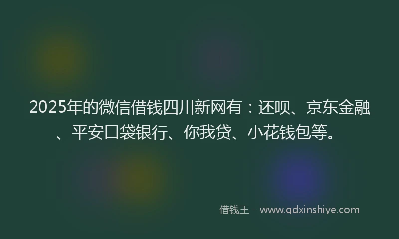 2025年的微信借钱四川新网有：还呗、京东金融、平安口袋银行、你我贷、小花钱包等。
