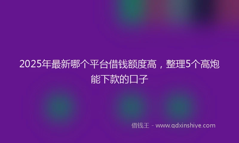 2025年最新哪个平台借钱额度高，整理5个高炮能下款的口子