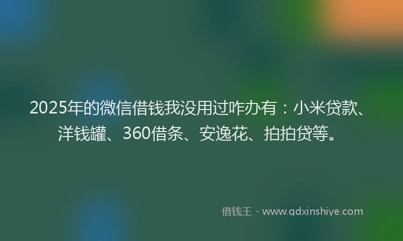 2025年的微信借钱我没用过咋办有：小米贷款、洋钱罐、360借条、安逸花、拍拍贷等。