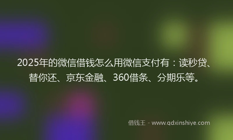 2025年的微信借钱怎么用微信支付有：读秒贷、替你还、京东金融、360借条、分期乐等。