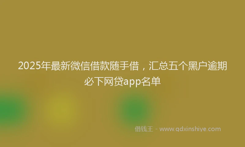 2025年最新微信借款随手借，汇总五个黑户逾期必下网贷app名单