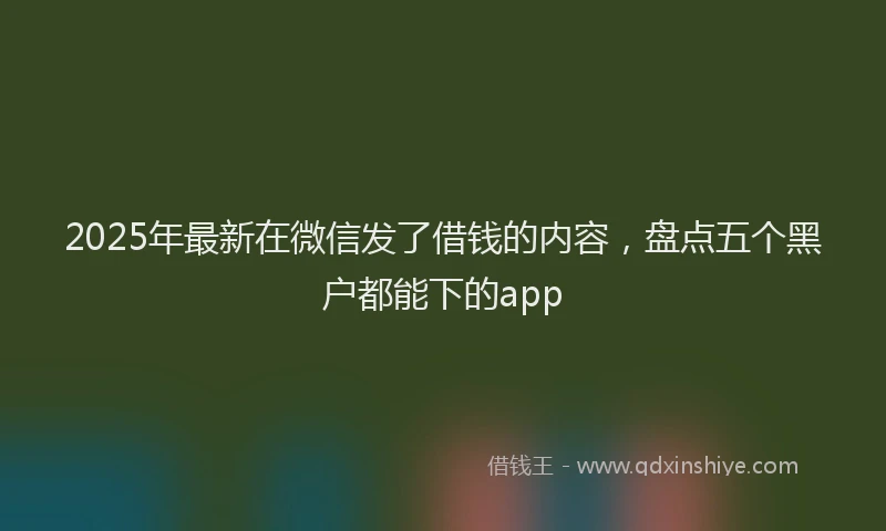 2025年最新在微信发了借钱的内容，盘点五个黑户都能下的app