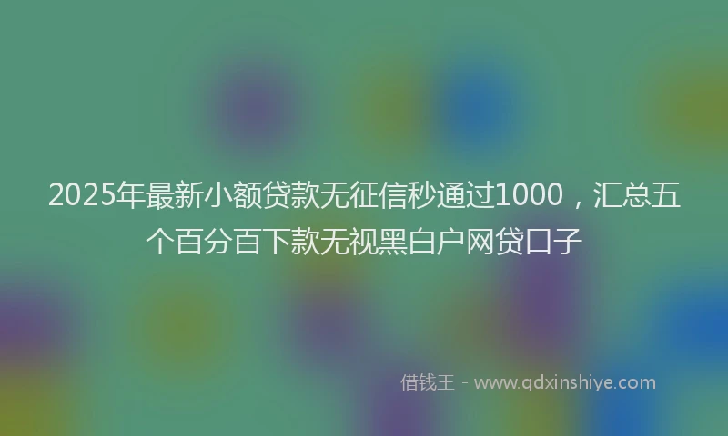 2025年最新小额贷款无征信秒通过1000，汇总五个百分百下款无视黑白户网贷口子