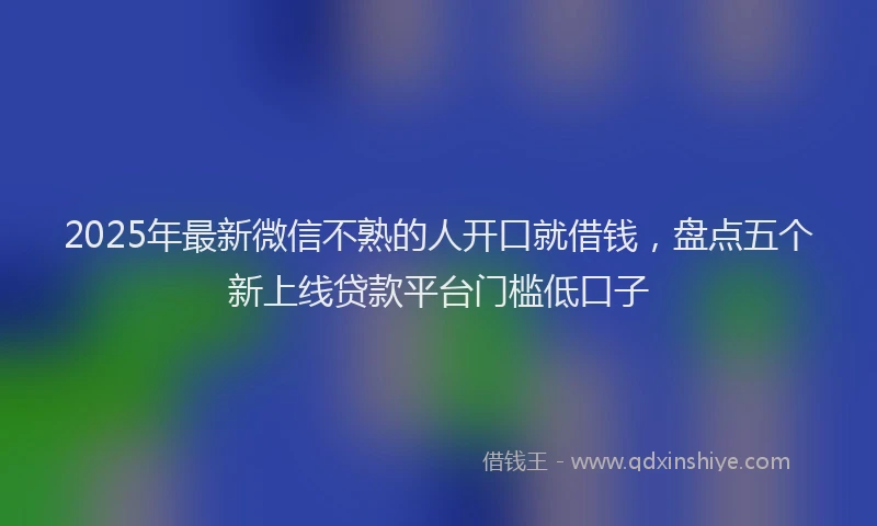 2025年最新微信不熟的人开口就借钱，盘点五个新上线贷款平台门槛低口子