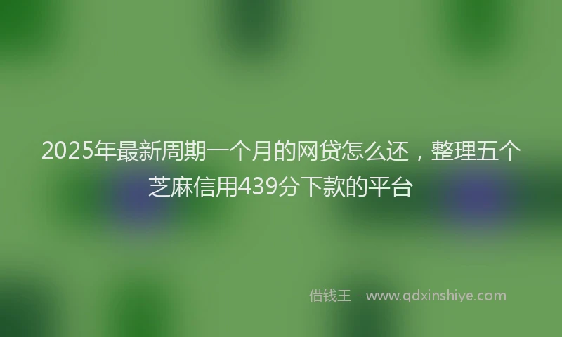 2025年最新周期一个月的网贷怎么还，整理五个芝麻信用439分下款的平台