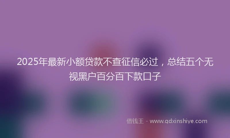2025年最新小额贷款不查征信必过，总结五个无视黑户百分百下款口子