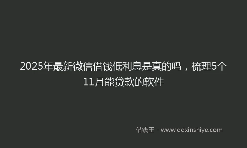 2025年最新微信借钱低利息是真的吗，梳理5个11月能贷款的软件