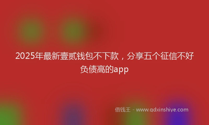 2025年最新壹贰钱包不下款，分享五个征信不好负债高的app