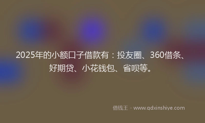 2025年的小额口子借款有：投友圈、360借条、好期贷、小花钱包、省呗等。