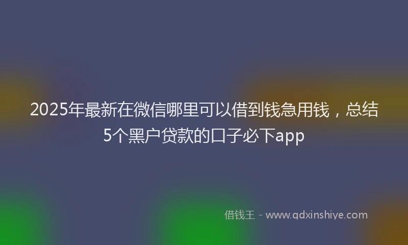 2025年最新在微信哪里可以借到钱急用钱，总结5个黑户贷款的口子必下app