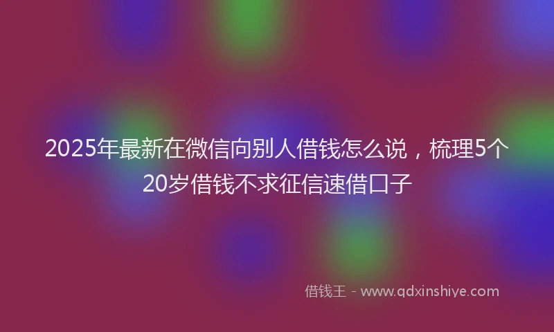 2025年最新在微信向别人借钱怎么说，梳理5个20岁借钱不求征信速借口子