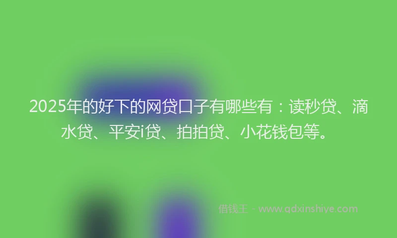 2025年的好下的网贷口子有哪些有：读秒贷、滴水贷、平安i贷、拍拍贷、小花钱包等。