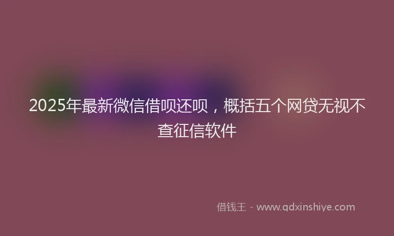 2025年最新微信借呗还呗，概括五个网贷无视不查征信软件