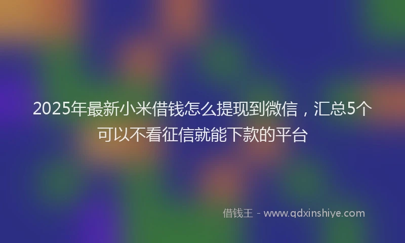 2025年最新小米借钱怎么提现到微信，汇总5个可以不看征信就能下款的平台