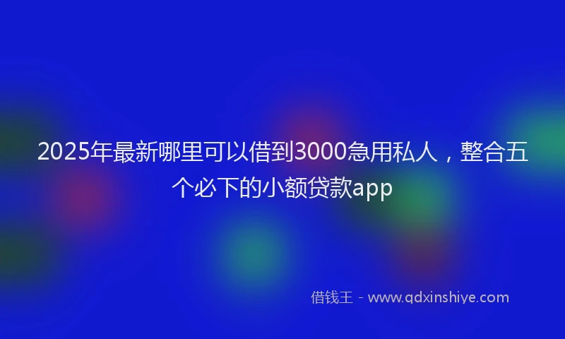 2025年最新哪里可以借到3000急用私人，整合五个必下的小额贷款app