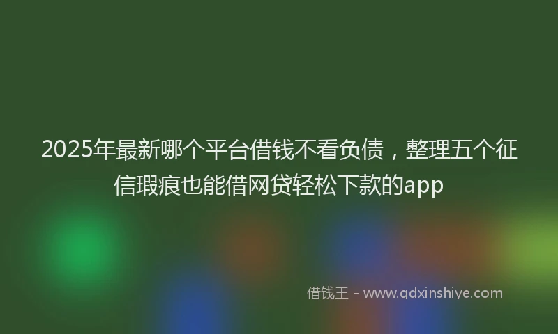 2025年最新哪个平台借钱不看负债，整理五个征信瑕疵也能借网贷轻松下款的app