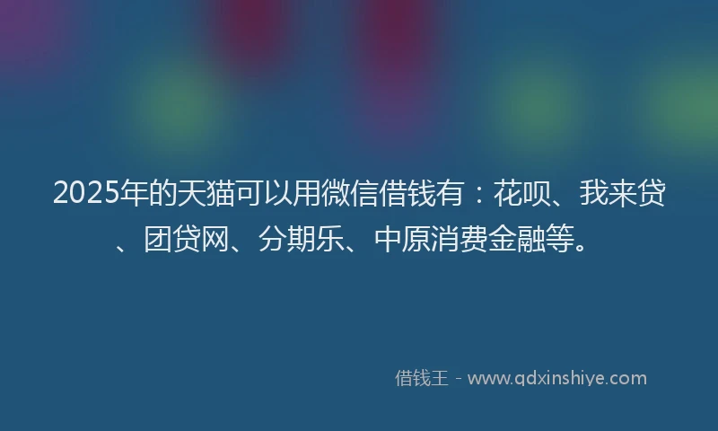 2025年的天猫可以用微信借钱有：花呗、我来贷、团贷网、分期乐、中原消费金融等。