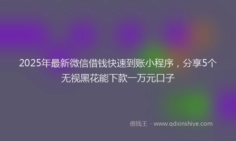 2025年最新微信借钱快速到账小程序，分享5个无视黑花能下款一万元口子