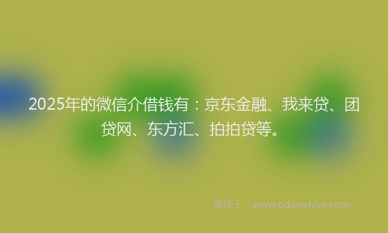 2025年的微信介借钱有：京东金融、我来贷、团贷网、东方汇、拍拍贷等。