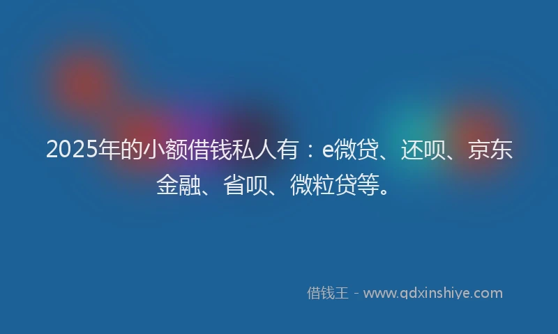 2025年的小额借钱私人有：e微贷、还呗、京东金融、省呗、微粒贷等。
