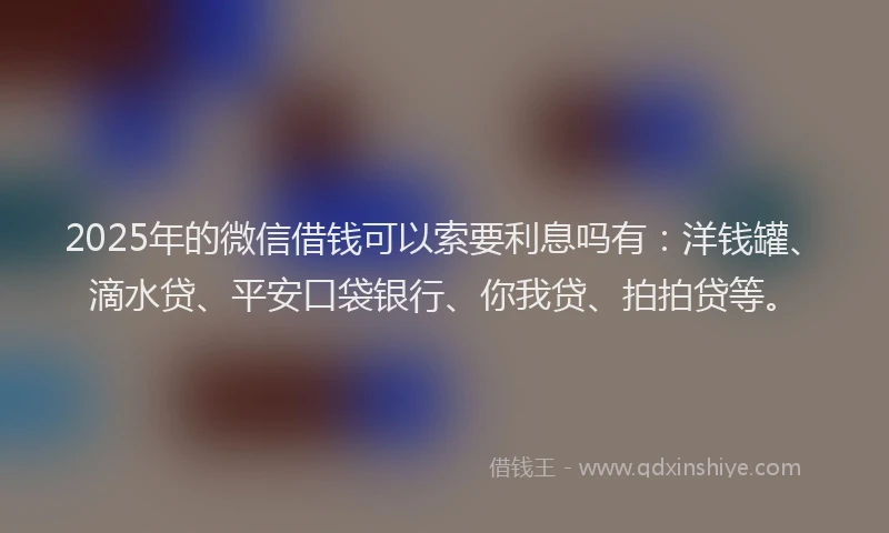 2025年的微信借钱可以索要利息吗有：洋钱罐、滴水贷、平安口袋银行、你我贷、拍拍贷等。