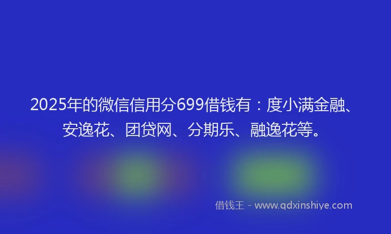 2025年的微信信用分699借钱有：度小满金融、安逸花、团贷网、分期乐、融逸花等。