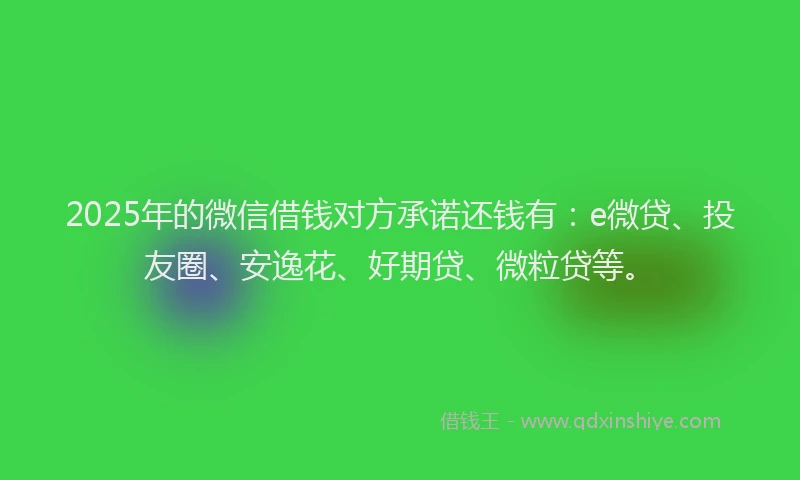 2025年的微信借钱对方承诺还钱有：e微贷、投友圈、安逸花、好期贷、微粒贷等。