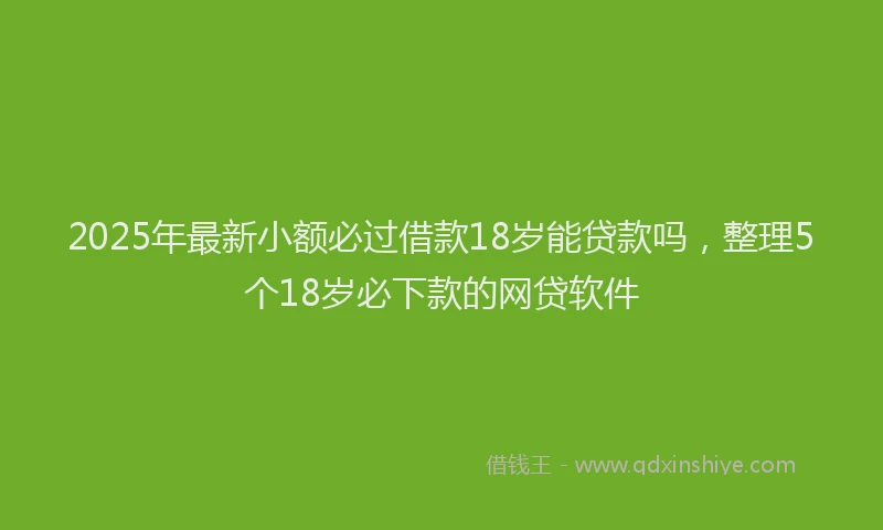 2025年最新小额必过借款18岁能贷款吗，整理5个18岁必下款的网贷软件