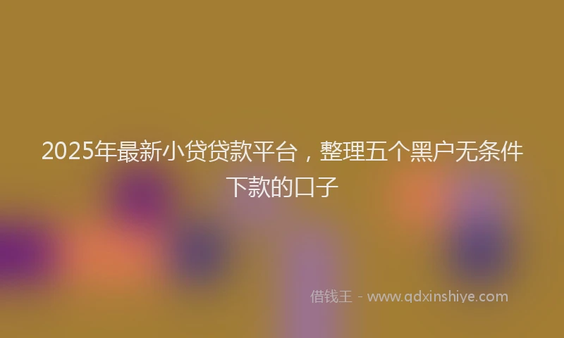2025年最新小贷贷款平台，整理五个黑户无条件下款的口子
