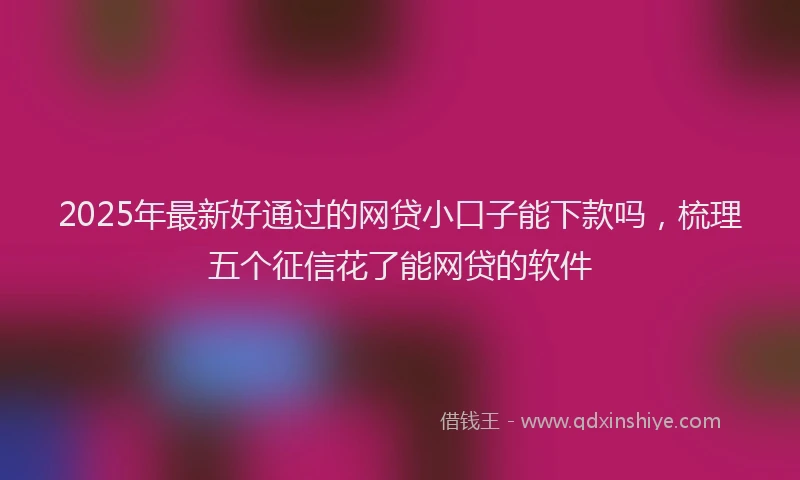 2025年最新好通过的网贷小口子能下款吗，梳理五个征信花了能网贷的软件