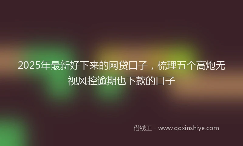 2025年最新好下来的网贷口子，梳理五个高炮无视风控逾期也下款的口子