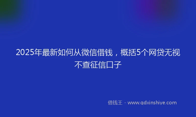 2025年最新如何从微信借钱，概括5个网贷无视不查征信口子