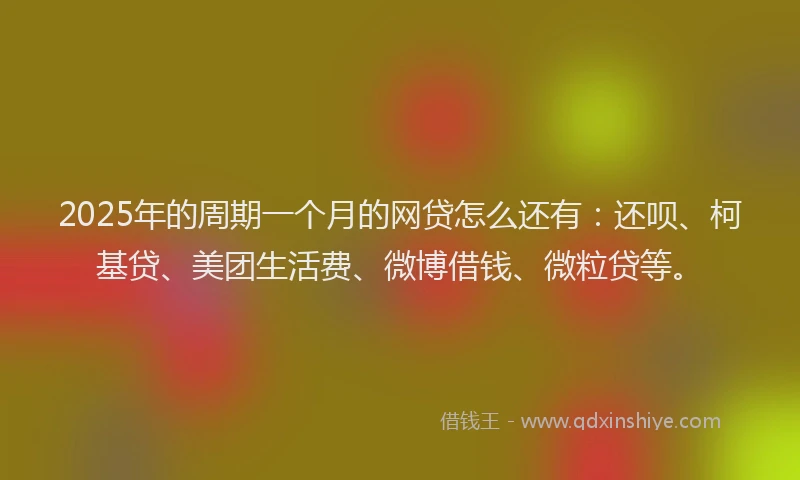 2025年的周期一个月的网贷怎么还有：还呗、柯基贷、美团生活费、微博借钱、微粒贷等。