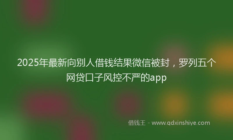 2025年最新向别人借钱结果微信被封，罗列五个网贷口子风控不严的app