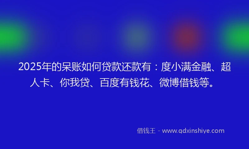 2025年的呆账如何贷款还款有：度小满金融、超人卡、你我贷、百度有钱花、微博借钱等。